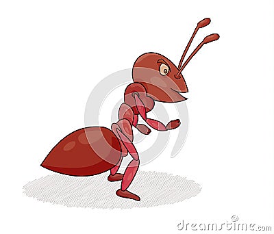 Redn ant isolated on white background. Vector Illustration