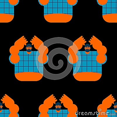 Redneck seamless pattern. Angry bearded man in shirt background. Vector Illustration