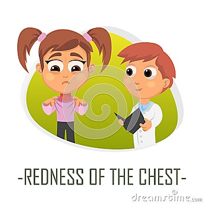 Redness of the woman chest medical concept. Vector illustration. Cartoon Illustration