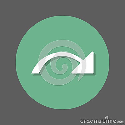 Redo, right arrow flat icon. Round colorful button, circular vector sign with shadow effect. Flat style design. Vector Illustration