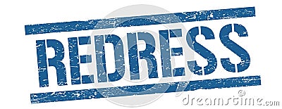REDRESS text on blue vintage lines stamp Stock Photo