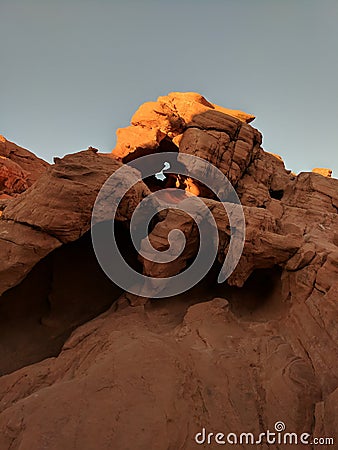 Redstone window view in Valley of Fire State Park, NV Stock Photo