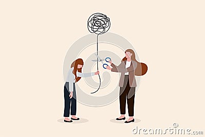 Reduce anxiety or stress, psychotherapy to cure mental health problem or depression, relaxation or relief to cure overworked Vector Illustration