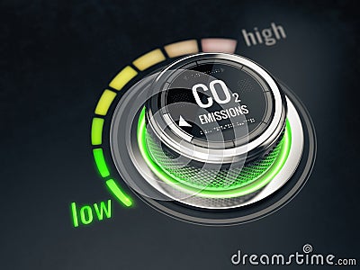 Reduce CO2 level concept. Carbon dioxide emissions control, CO2 level to the min position Stock Photo