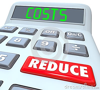 Reduce Costs Calculator Button Cut Liabilities Expenses Stock Photo