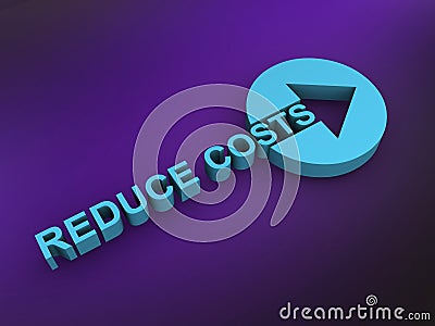 reduce costs word on purple Stock Photo