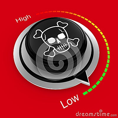 Reduce danger and risk rotary knob Cartoon Illustration