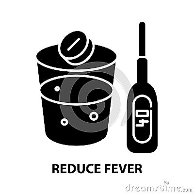 reduce fever icon, black vector sign with editable strokes, concept illustration Cartoon Illustration