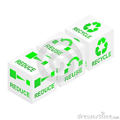 Reduce Reuse Recycle Cubes Vector Illustration