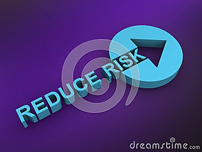 reduce risk word on purple Stock Photo