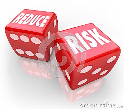 Reduce Risk Words Red Dice Lower Liability Chance Bet Gamble Stock Photo