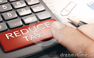 Reduce tax. Lowering taxable income Stock Photo