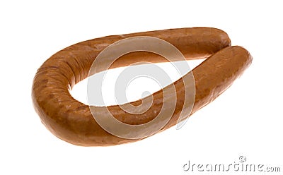 Reduced calorie kielbasa sausage on a white background Stock Photo