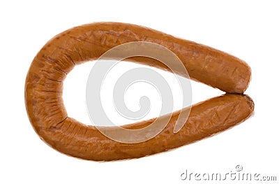 Reduced calorie kielbasa sausage on a white background Stock Photo