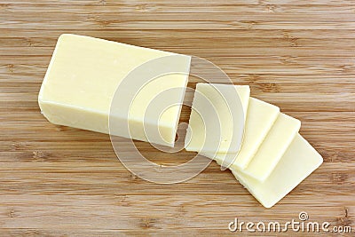 Reduced Fat Cheese Slices Top Stock Photo