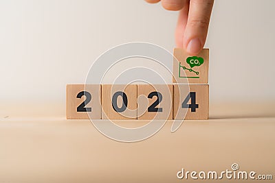 Reducing carbon emissions target in 2024. Stock Photo