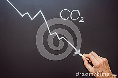 Reducing CO2 levels. Graph of the decline in carbon dioxide levels Stock Photo