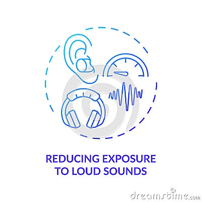 Reducing exposure to loud sounds concept icon Vector Illustration