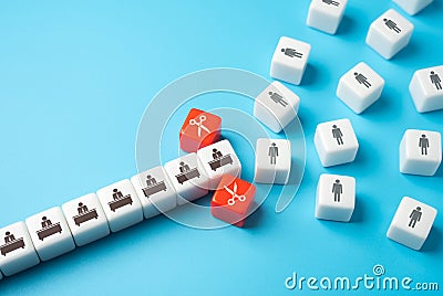 Reducing the number of officials. Dismissal of the management staff. Stock Photo