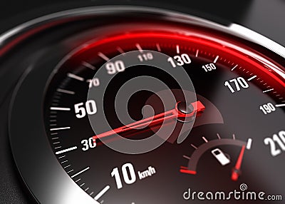 Reducing Speed Safe Driving Concept - 30 Km h Stock Photo
