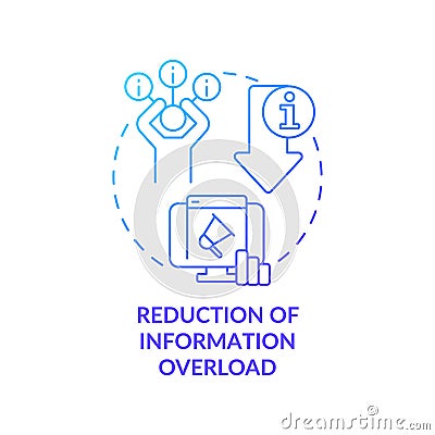 Reduction of information overload blue gradient concept icon Vector Illustration