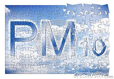 Reduction of particulate matter PM10 in the air - concept image in puzzle shape Stock Photo