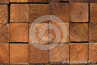 Redwood Fence Posts. Stock Photo