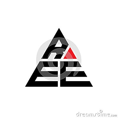 REE triangle letter logo design with triangle shape. REE triangle logo design monogram. REE triangle vector logo template with red Vector Illustration