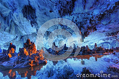 Reed flute cave crystal palace Stock Photo