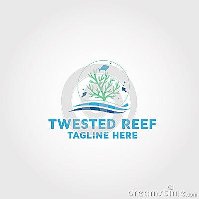 Reef ocean vector logo design template Vector Illustration