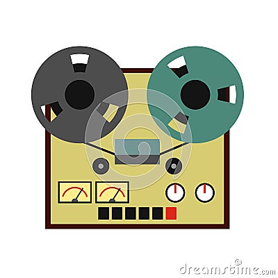 Reel tape recorder flat icon Vector Illustration