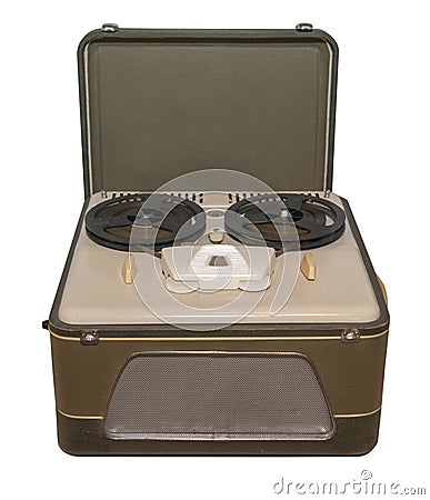 Reel tape recorder of the mid-20th century, made on radio tubes, made in the USSR Editorial Stock Photo