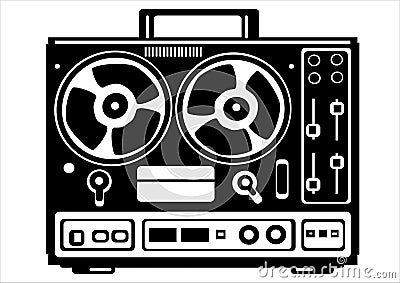 reel tape recorder on white Vector Illustration