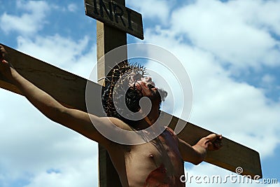 Reenactment of the death of Jesus Christ Editorial Stock Photo