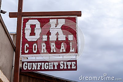 Reenactment at the OK Corral in Tombstone, Arizona where Doc Holiday, Wyatt Earp and Editorial Stock Photo