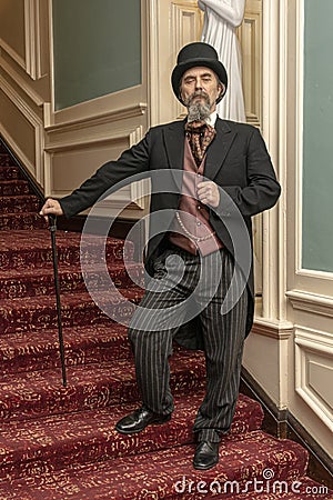 Reenactor dresses as Charles Dickens Editorial Stock Photo