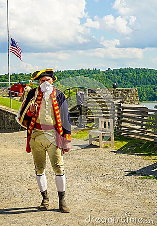 Reenactor at the historic Fort Ticonderoga in Upstate New York Editorial Stock Photo