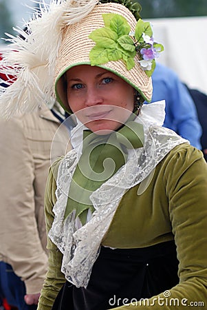 Reenactor woman walking Editorial Stock Photo