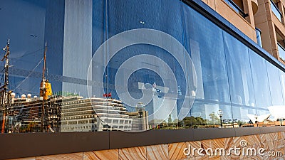 Refelection Cruise Ship sailing boat and Opera house Editorial Stock Photo