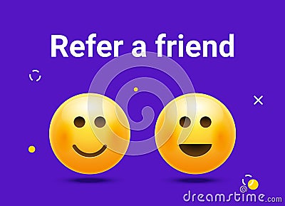 Refer friend emoji referral icon 3d vector illustration background. Refer friend emoji concept Vector Illustration