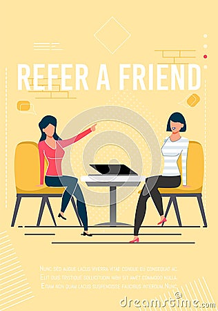 Refer Friend Motivational Poster with Promo Text Vector Illustration