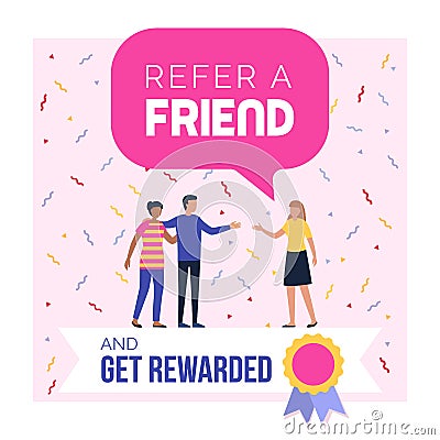 Refer a friend promotional program Vector Illustration
