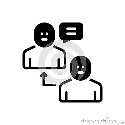 Black solid icon for Refer, friend and communication Vector Illustration