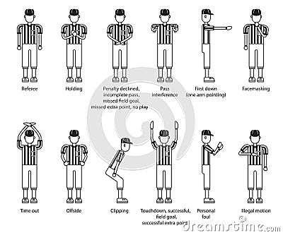 Referee american football icon set Vector Illustration