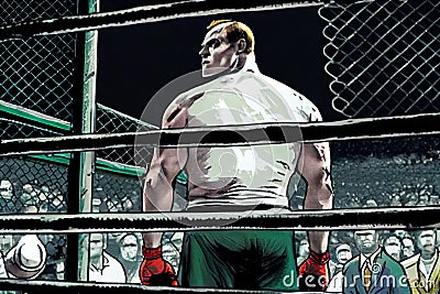 referee, keeping watch over the cage fight, ensuring fair play Stock Photo