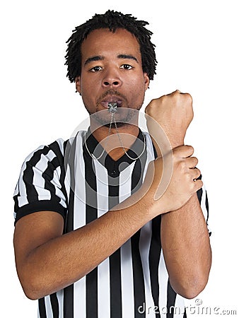 Referee with play gesture Stock Photo