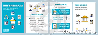Referendum brochure template layout. Popular vote. Flyer, booklet, leaflet print design, linear illustrations. Citizens Vector Illustration