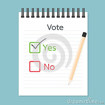 Referendum clipboard, Vote Yes and No Vector Illustration
