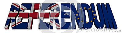 Referendum text with British and Eu flags illustration Cartoon Illustration