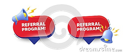 Referral program symbol. Refer a friend sign. Red speech bubbles. Vector Vector Illustration